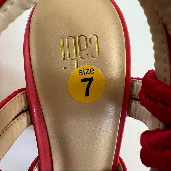 CAbi Tiptoe Hibiscus Red Knotted Rope Ankle Strap Sandals Size 7 - Picture 11 of 16